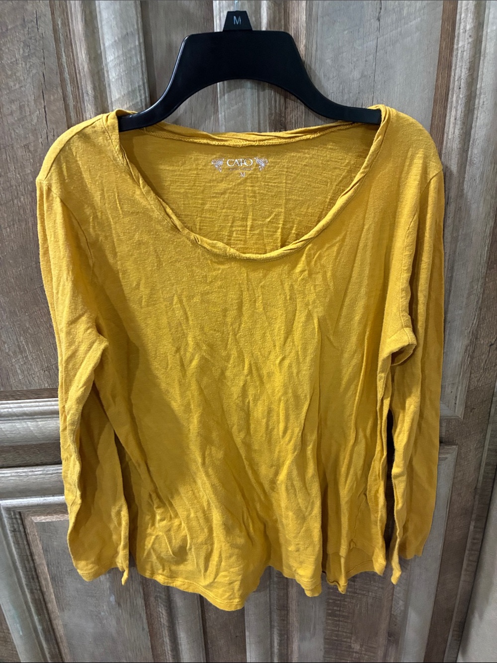 Cato Long Sleeve Scoop Neck Top - Mustard Yellow